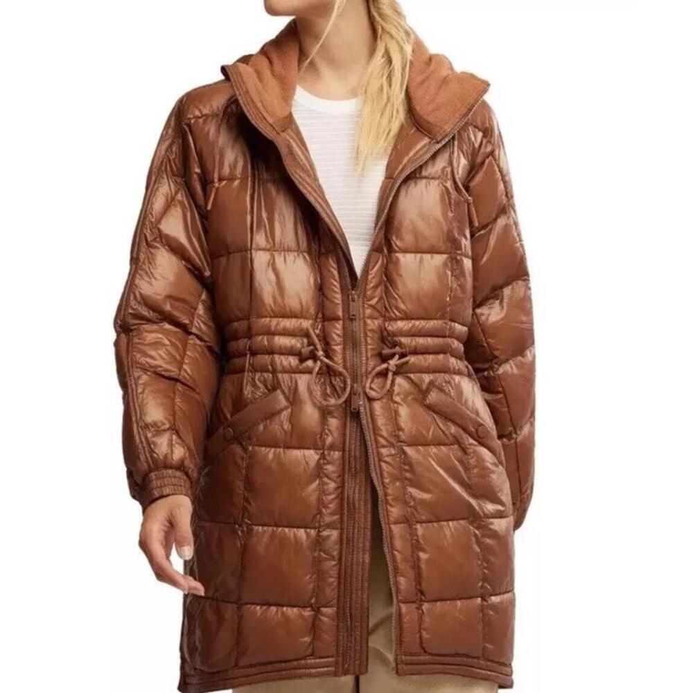 $248 Free People FP MOVEMENT Patricia Packable Poncho Puffer Jacket Brown M - Picture 7 of 7